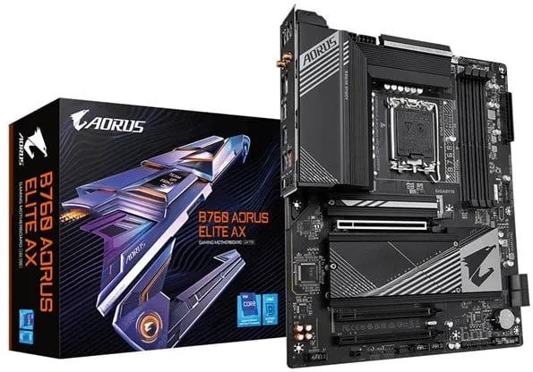 GIGABYTE B760 AORUS ELITE AX Motherboard - Intel B760 - Intel LGA1700 Socket - DDR5 RAM - ATX